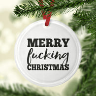 Merry Fucking Christmas Glass Bauble